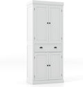 Giantex Pantry Organizers and Storage, 72" Tall Kitchen Cabinet with 2-Door Cabinets & Drawer, Buffet Sideboard w/Adjustable Shelves, Wooden Freestanding Cupboard for Dining Room Living Room (White)