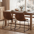 GOTMINSI Dining Chairs Set of 4, 18 Inch Modern Dinner Chairs, Armless Dining Room Chairs with Sturdy Metal Legs and Upholstered Backrest for Kitchen(Dark Brown)