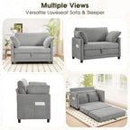 51" Convertible Loveseat Sofa Bed, 2-in-1 Folding Sofa Bed with 2 Pillow for Small Spaces, Modern Loveseat Sleeper Couch for Apartment, Living Room & Guest Room (Light Grey Corduroy, 51 inch)
