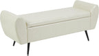 Faux Leather Storage Bench for Bedroom, Extra Long Bench for King Size Bed, Modern Upholstered End of Bed Ottoman Bench with Arms for Entryway Living Room (Faux Leather-Beige)