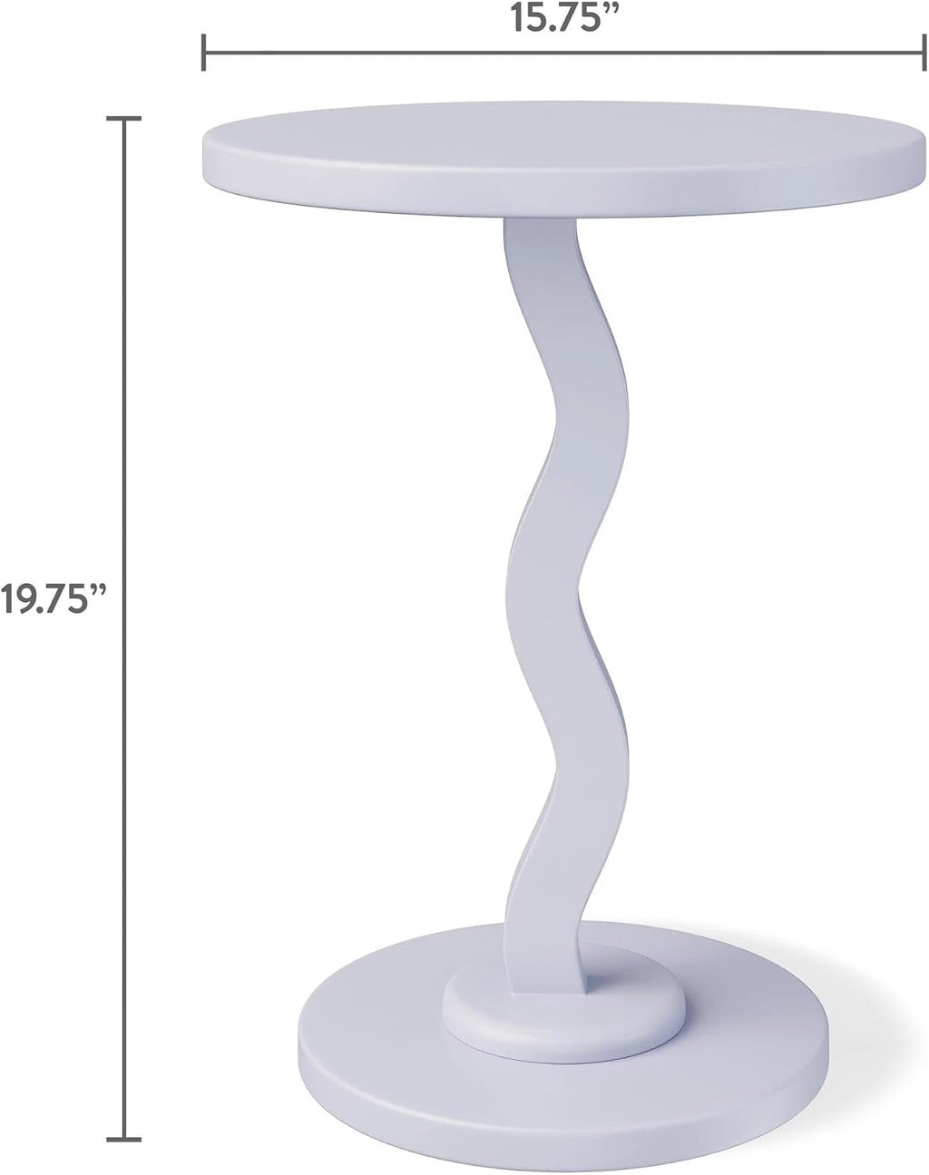 Rubberwood Side Table with Satin Finish, Unique Wavy Silhouette, Sturdy Load-Bearing Tabletop and Smooth Polished Edges, Requires Simple Assembly(Lightpurple)