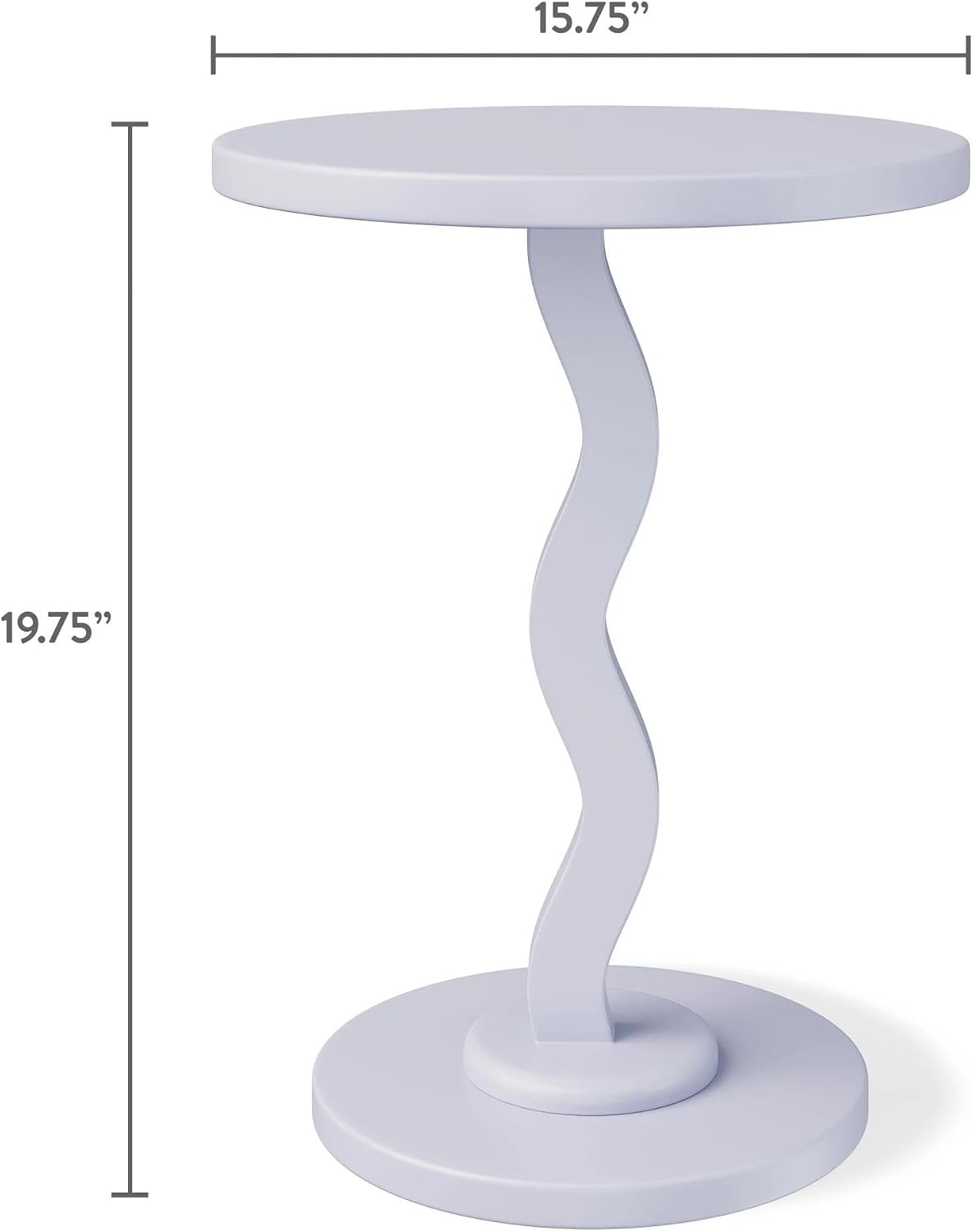 Rubberwood Side Table with Satin Finish, Unique Wavy Silhouette, Sturdy Load-Bearing Tabletop and Smooth Polished Edges, Requires Simple Assembly(Lightpurple)