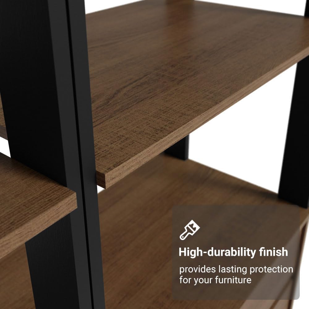 Madesa Kitchen Pantry Storage Rack with 2 Drawers and Open Shelves 51" L Multiuse Modular Cabinet for Kitchen Organization - Black/Brown