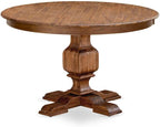 Furnifact Round Dining Table, Sandblasting Antique Walnut Wood Pedestal Table, Rustic Home Kitchen Nook Furniture