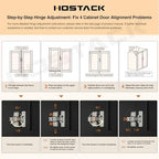HOSTACK 75" Tall Kitchen Pantry Storage Cabinet, 45" W Hutch Cabinet, Black | Farmhouse Pantry Cabinet with Charging Station / LED Lights / Countertop, Wood Kitchen Hutch with 2 Drawers for Dining Room