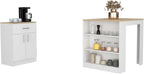 2 Piece Kitchen Set with Island Table and Pantry Cabinet | Includes pre-drilled holes for assembly