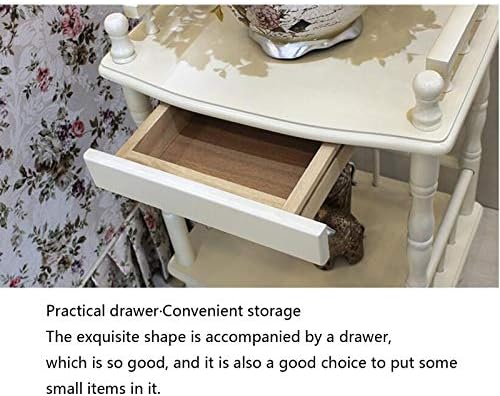 Telephone Table, European-Style Living Room Solid Wood Telephone Stand,Small Square Coffee Table,Sofa Side Table with Drawers,Side Table (Color:Stainless Steel)