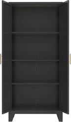61" Tall Kitchen Pantry Cabinet, Black Metal Garage Storage Cabinet with Doors and Adjustable Shelves, Kitchen Cupboard, Pantry Cabinets for Kitchen, Dining Room, Office, Easy Assembly