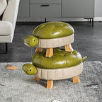 Animal Ottoman Footstool, Turtle Sofa Stool, PU Leather Upholstered Wood Ottoman Foot Stool (Color : Green-S)