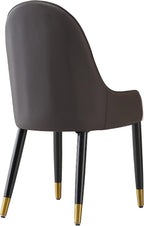 Modern Dining Chairs Set of 2, PU Cushion Accent Side Leisure Chairs with Mid Back, Upholstered Kitchen Chairs with Metal Legs for Living Room, Dining Room