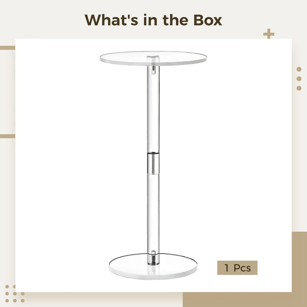 Acrylic Side Table, Modern Round Transparent Table For Small Spaces, Stylish Furniture For Living Room, Bedroom, Office