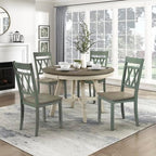 Lexicon Wood Dining Chair, Set of 2, Greywash/Antique Teal | Double Cross Back, Rustic Armless Chairs, Kitchen and Dining Room Furniture, Two-Tone Finish
