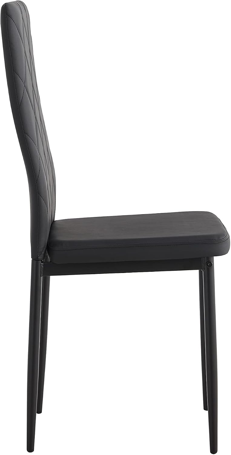 IANIYA Modern Dining Chairs Set of 4, Black Side Dining Room Chairs with Faux PU Leather Padded & High Back, Kitchen Chairs for Dining Room, Living Room, Apartment