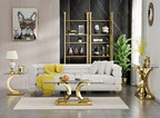 Henf Square Glass End Table Luxury Accent Sofa Side Table, Modern Glass End Tables Nightstand with Tempered Glass Top and Gold Mirrored Stainless Steel Base for Living Room Bedroom
