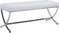 HEAH-YO Modern Button Tufted Bench, PU Faux Leather Ottoman Dining Bench, Stylish Footstool for Entryway Bedroom Kitchen Dining Table, White