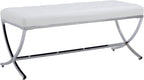 HEAH-YO Modern Button Tufted Bench, PU Faux Leather Ottoman Dining Bench, Stylish Footstool for Entryway Bedroom Kitchen Dining Table, White