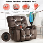 HAOMARKETS 3 Pieces Recliner Sofa Furniture Set, Include 2 Power Recliner Chairs with Message&Heat and a Manual Loveseat with Hidden Storage and Cup Holders for Living Room, Brown