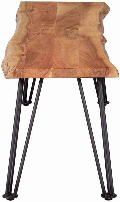 Coaster Home Furnishings - Sherman - 60-Inch Live Edge Acacia Wood Dining Bench - Industrial Modern Design with Hairpin Metal Legs - Dining Room, Kitchen, Entryway - Natural Acacia & Black - 190913