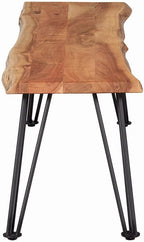 Coaster Home Furnishings - Sherman - 60-Inch Live Edge Acacia Wood Dining Bench - Industrial Modern Design with Hairpin Metal Legs - Dining Room, Kitchen, Entryway - Natural Acacia & Black - 190913