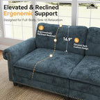 SUNSHINE VALLEY Modular Sectional Sofa Set Living Room 3-Piece Deep Seats | Mid-Century Modern 6-Seater Cloud Couch Set, Cyan, Rolled Arms & Nailhead Trim, Wider & Deeper Seats, Chenille Furniture Set