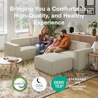 Novilla Modular Sectional Sofa, No Assembly Cloud Sectional Couch with Smarts Coil® Support, Chenille Fabric Sectional Sofa, Couch for Living Room Apartment, Beige (Right-Arm Chair)
