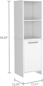 Kitchen Pantry Feery, Single Door Cabinet, Interior and External Shelves, White Finish