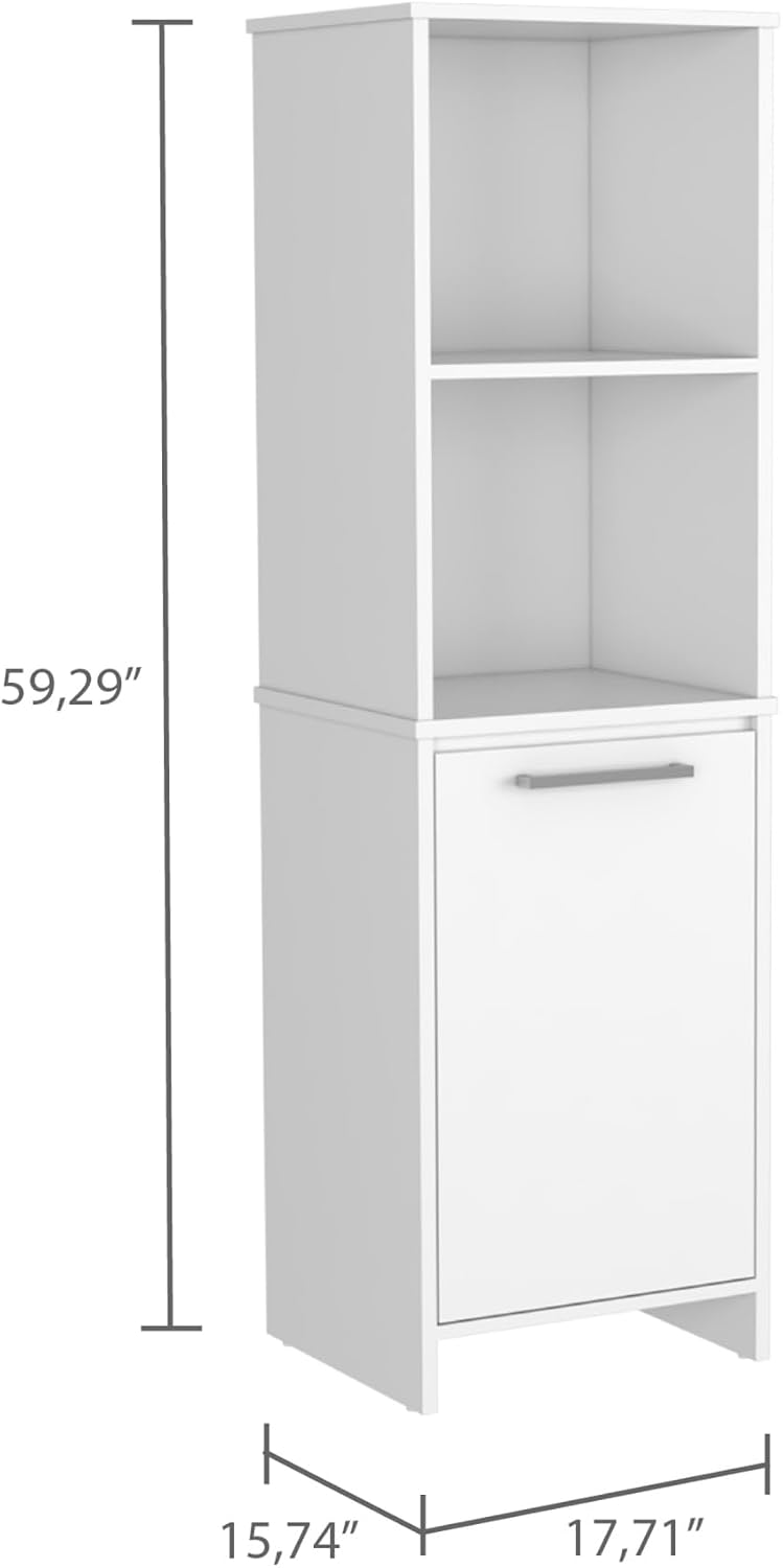 Kitchen Pantry Feery, Single Door Cabinet, Interior and External Shelves, White Finish