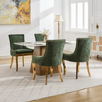 Olive Green Upholstered Dining Chairs Set of 6, Gold Stainless Steel Legs | High back; nailhead trim; modern style; 400 lb capacity dining chairs for Kitchen; easy assembly;accent kitchen chairs