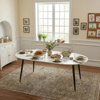 Round to Oval Extendable Dining Table for 4-8, 43" -75" Expandable Kitchen Table with Dual Extension Leaves, White Tabletop & Black Metal Legs, Space-Saving Modern Dining RoomTable, Easy Assembly