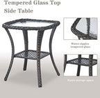Belord 5 Piece Wicker Patio Furniture Set, Outdoor Swivel Rocker Chairs Set of 2 with Ottomans and Side Table, All Weather Patio Conversation Furniture Set, for Porch Pool, Gray Wicker/Blue
