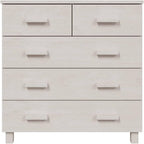 Modern White Sideboard with Sliding Doors and Five Drawers, Solid Pinewood and MDF Buffet Cabinet for Living Room Dining Area Storage