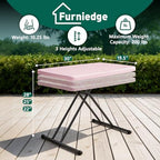 30 Inch Folding Table, Adjustable Height TV Tray for Small Spaces, Heavy Duty Foldable Utility Table for Laptop, Dining, Camping, No Assembly, 200 lbs Capacity, Pink Granite