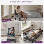 TYBOATLE Sleep Chair Bed Set of 2, Comfy Convertible Sleeper Chairs for Adults, Folding Sofa Bed with Adjustable Backrest & Side Pockets & Pillow, Cozy Small Couch for Small Spaces, Office (Dark Grey)