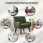 HUIMO Accent Chair for Living Room,Upholstered Button Fabic Armchair Chair | Mid Century Modern Tufted Armchair with Fabric,Comfy Arm Chairs for Club Living Room Reading Bedroom,Waiting Room Green