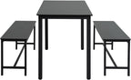 Naomi Home Space Saving 3 Piece Dining Table Set for Apartments & Small Spaces, Benches Tuck Under, Durable MDF & Steel Frame, Waterproof & Heat Resistant Kitchen Nook Set
