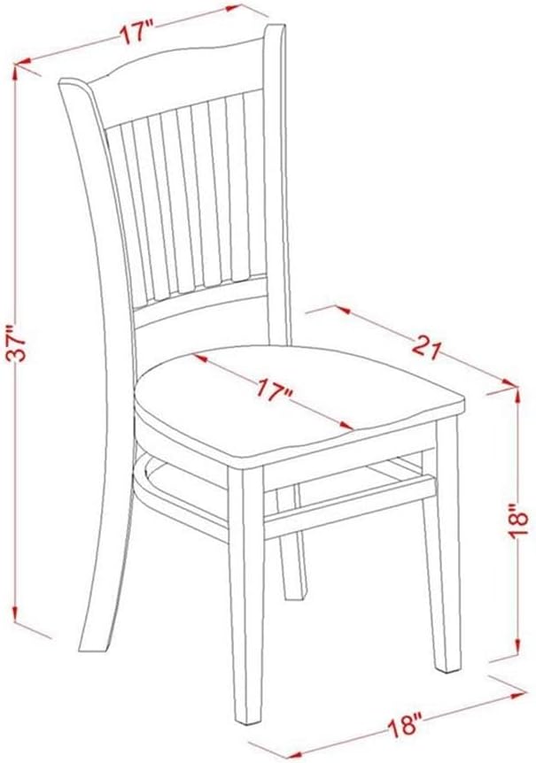East West Furniture GRC-MAH-W Groton Dining Room Chairs - Slat Back Wood Seat Chairs, Set of 2, Mahogany