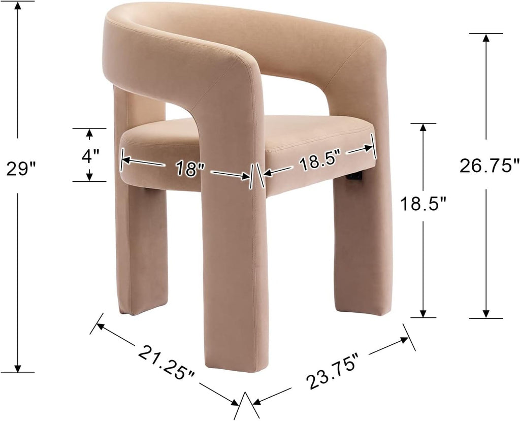 RIVOVA Modern Barrel Dining Chairs Set of 2 Upholstered Velvet Accent Side Chair with Arms Comfy Makeup Vanity Chairs, Dining Living Room Kitchen Chairs Armchairs, Khaki