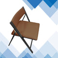 Padded Folding Office Stool, Portable Commercial Chairs, Foldable Office Chair Metal with Backrest, Leather Padded Folding Seat for Home, Church Wedding Events(Brown)