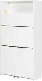 Farmhouse Kitchen Pantry Cabinet with Foldable Workstation, Kitchen Storage Cabinets with Adjustable Shelf & Power Outlet, Versatile Cupboard for Dining Room, Living Room,White