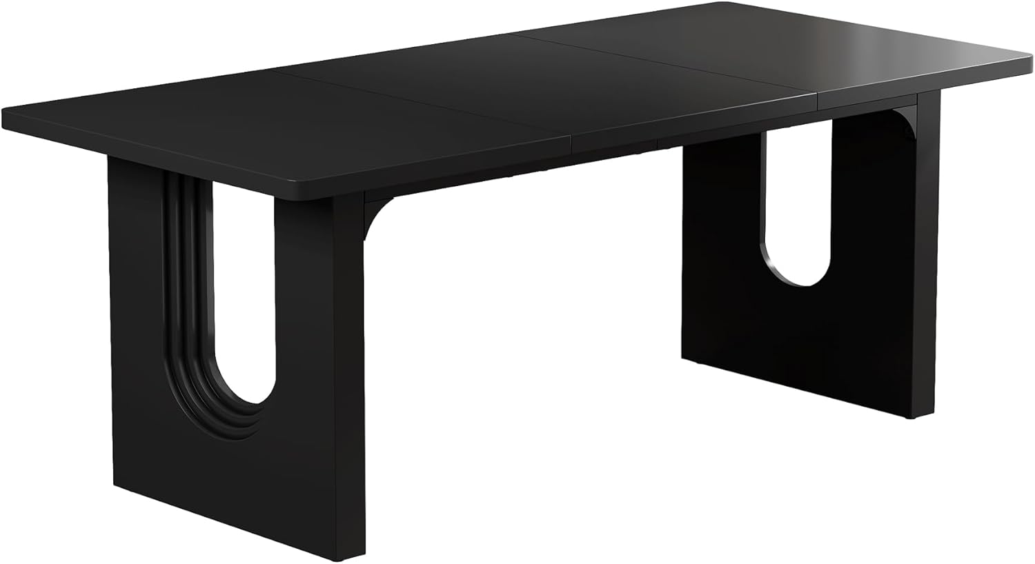 Tribesigns Modern Dining Table for 6 People, 71" Large Kitchen Dining Table with Wood Pedestal Base, Rectangular Long Dinner Table for Kitchen, Dining Room, Living Room, Black