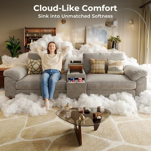 SITJOY Cloud Couch Sectional, 2 Seater Loveseat Chenille in Light Gray | Detachable and Washable Cover, Sectional Sofas for Living Room, Deep Seat Wide Couch