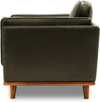 Valencia Artisan Full Leather Accent Chair 41.5” | Pure Full Italian Nappa Leather Chair, Solid Wood Accent, Ultimate Comfort, Dark Green