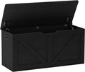 Timberer 39.4" Storage Chest, Wooden Storage Bench, Large Storage Trunk | Entryway Shoes Bench with 2 Safety Hinges, for Living Room, Bedroom, Black
