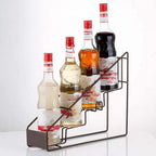 Stainless Steel Syrup Bottle Holder Wire Caddy 4 Compartments Bottle Organizer Storage for Syrup Dressing Storage Shelf-White