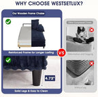 WESTSETLUX 54.8" W Oversized Chaise Lounge Chair Indoor with 5-Position Adjustable Backrest, Plush Sleeper Sofa Bed with Pillows, Upholstered Cloud Couch Chair for Living Room, Study Room, Navy Blue