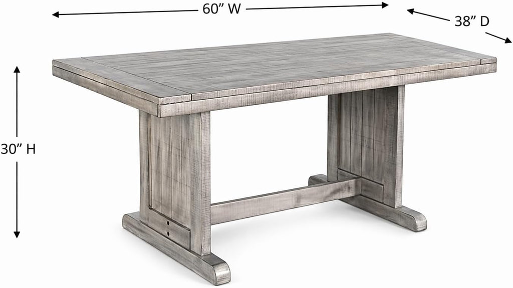 Pemberly Row Contemporary Wood Rectangular Dining Table, Gray Finish, 30''Hx60''Wx38''D, Sleek Minimalist Design, Sturdy Durable Construction, Modern Style Dining Room Table for Small Spaces