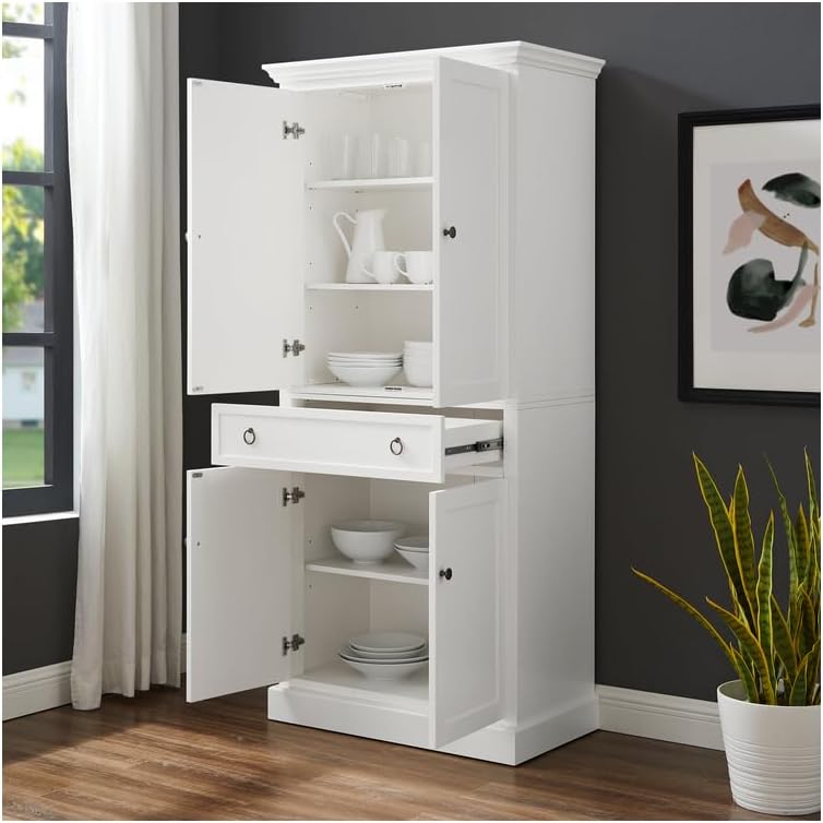 Maykoosh Pantry Cabinet - White Kitchen Storage - 18" D x 33" W x 72" H - Adjustable Shelves
