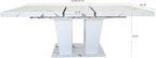 78.74'' Extendable Rectangular Dining Table for 4-8, Modern Mid-Century Wood Expandable Kitchen Dinner Conference Table for Living Room Office, 2 Widen Pedestal Base, White Faux Marble
