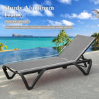Domi Aluminum Pool Lounge Chair Outdoor Set of 2 Chaise Lounge Outdoor | Grey, Wheels, Adjustable, Textilene, All Weather, Poolside, Backyard, Patio, Deck, Outside