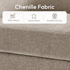 Zihanhome Chenille Swivel Accent Chair Set of 2, Modern Barrel Chairs with 360° Swivel Base, Upholstered Living Room Chairs, No Assembly Armchairs for Bedroom, Reading Nook, Apartment (2, Khaki)